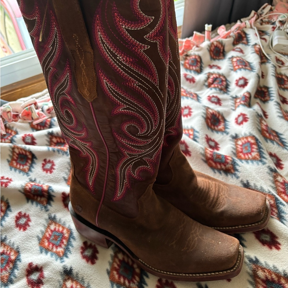 Ariat Pink and Brown Leather Boots